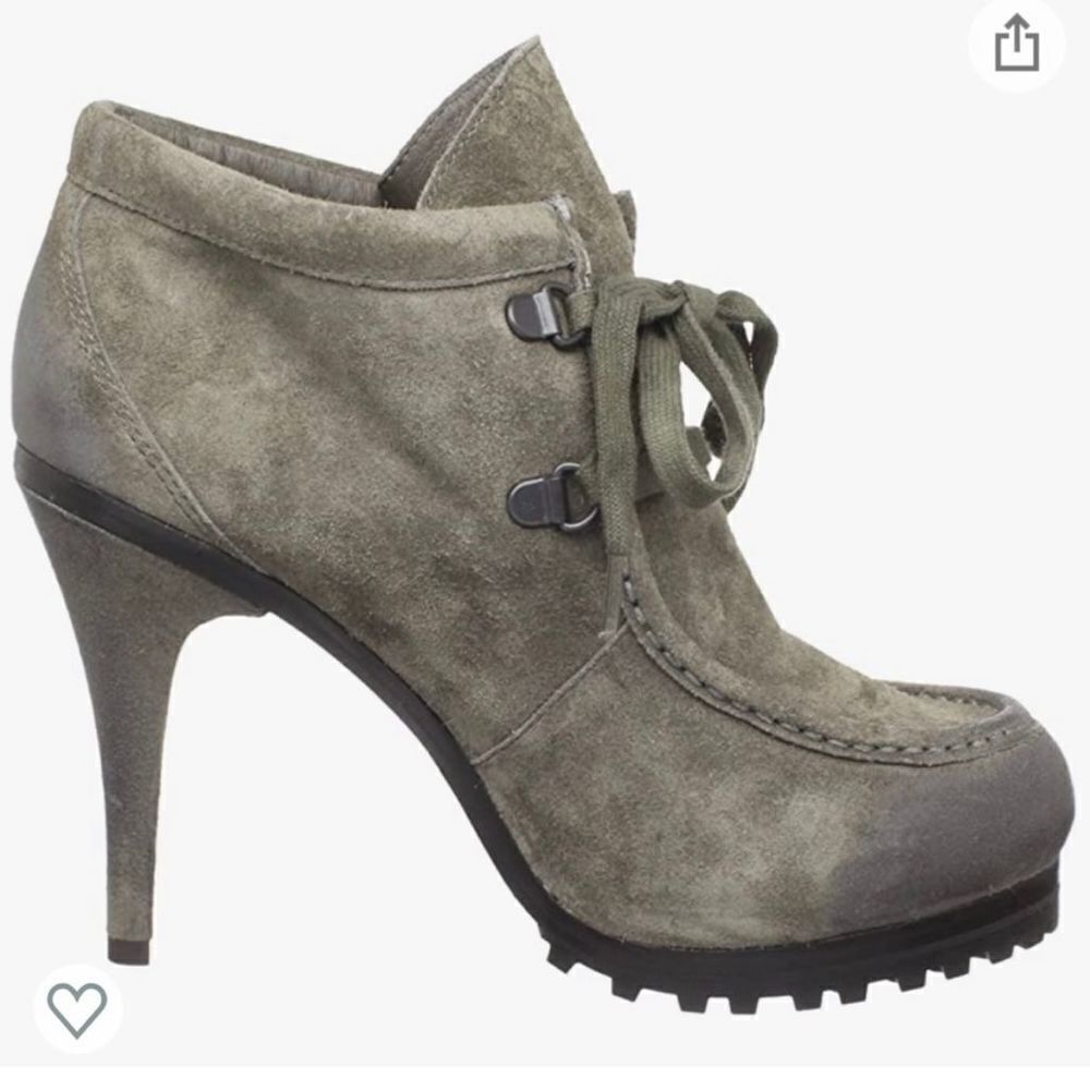 Ash poppy lace up heeled booties moss green